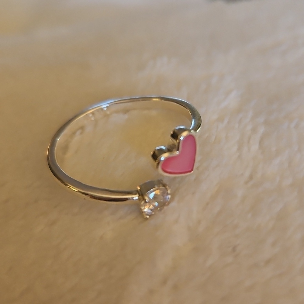 LA CN Silver Plated Heart Bypass Ring Size 9 - Picture 4 of 5